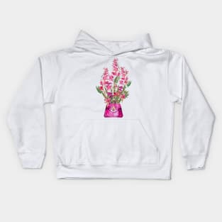 Pink Bleeding hearts and pink bag, vintage flowers, watercolor Kids Hoodie